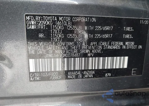 2021 Toyota Rav4 Le from USA, damaged, VIN JTMG1RFV0MD078487